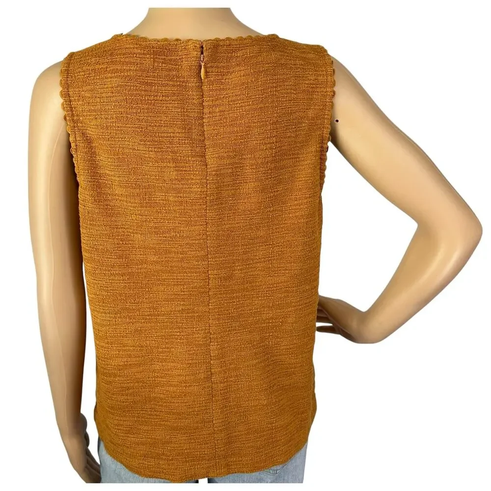 J. Crew Textured Tank Top with Scalloped Trim Burnished Copper AJ095 Size M